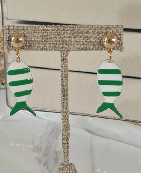 Green Fish Earrings