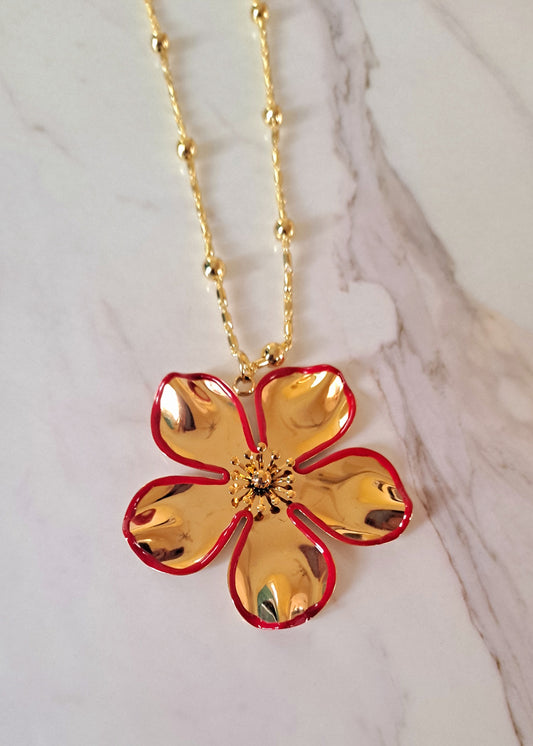 Red Flower Necklace