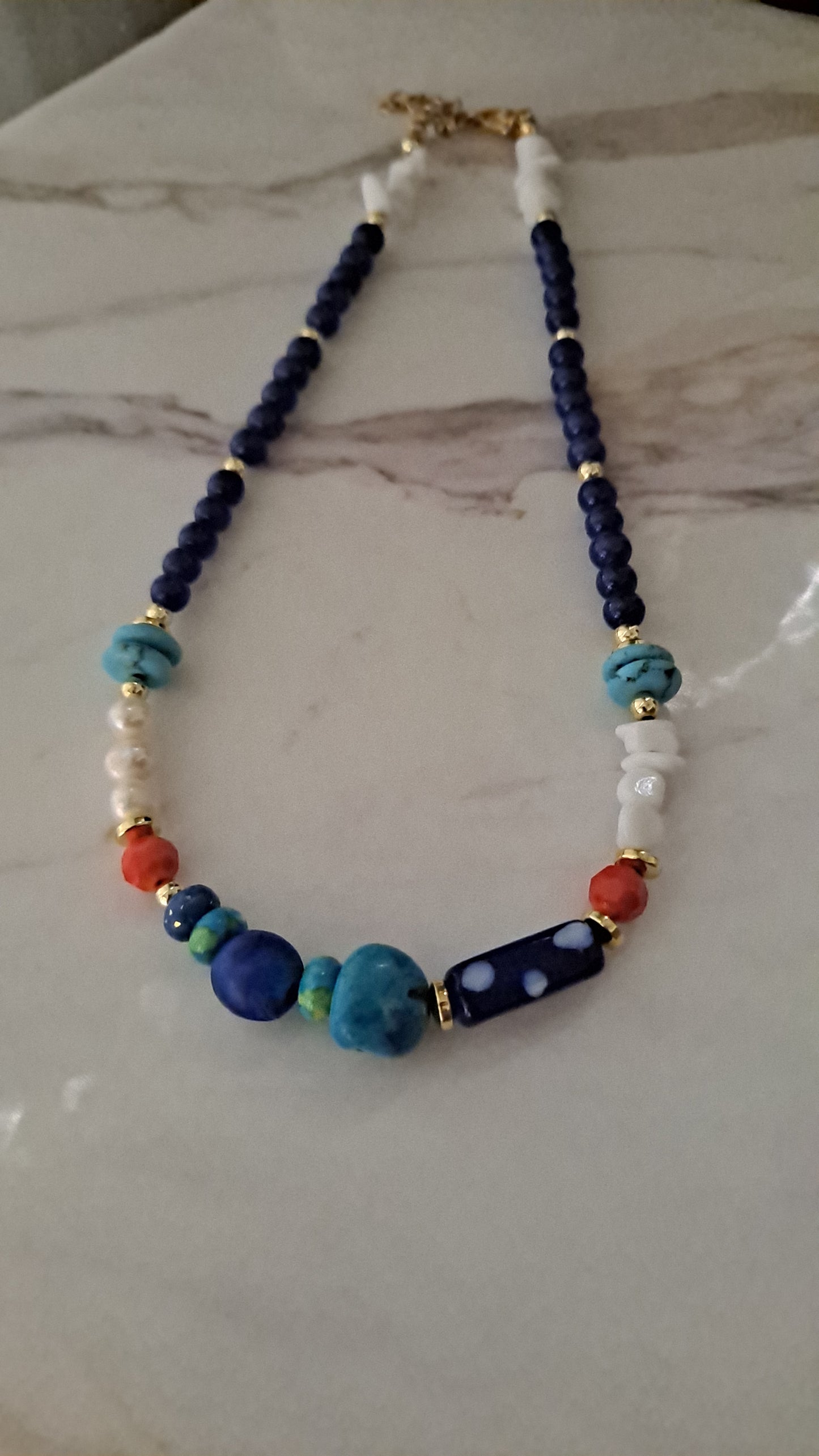 Blue Polka dot Necklace