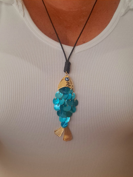 Blue Fish Necklace